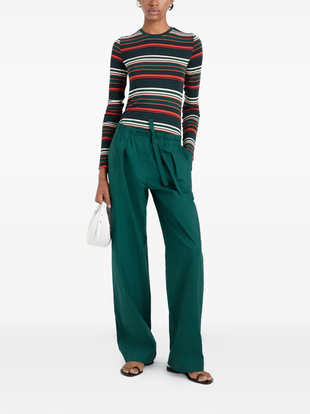 Proenza Schouler White Label Mae gestreept T-shirt Groen