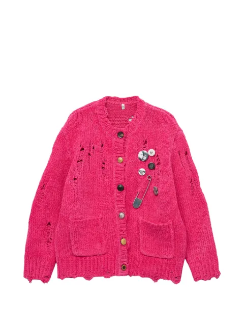 R13 distressed pin-embellished cardigan