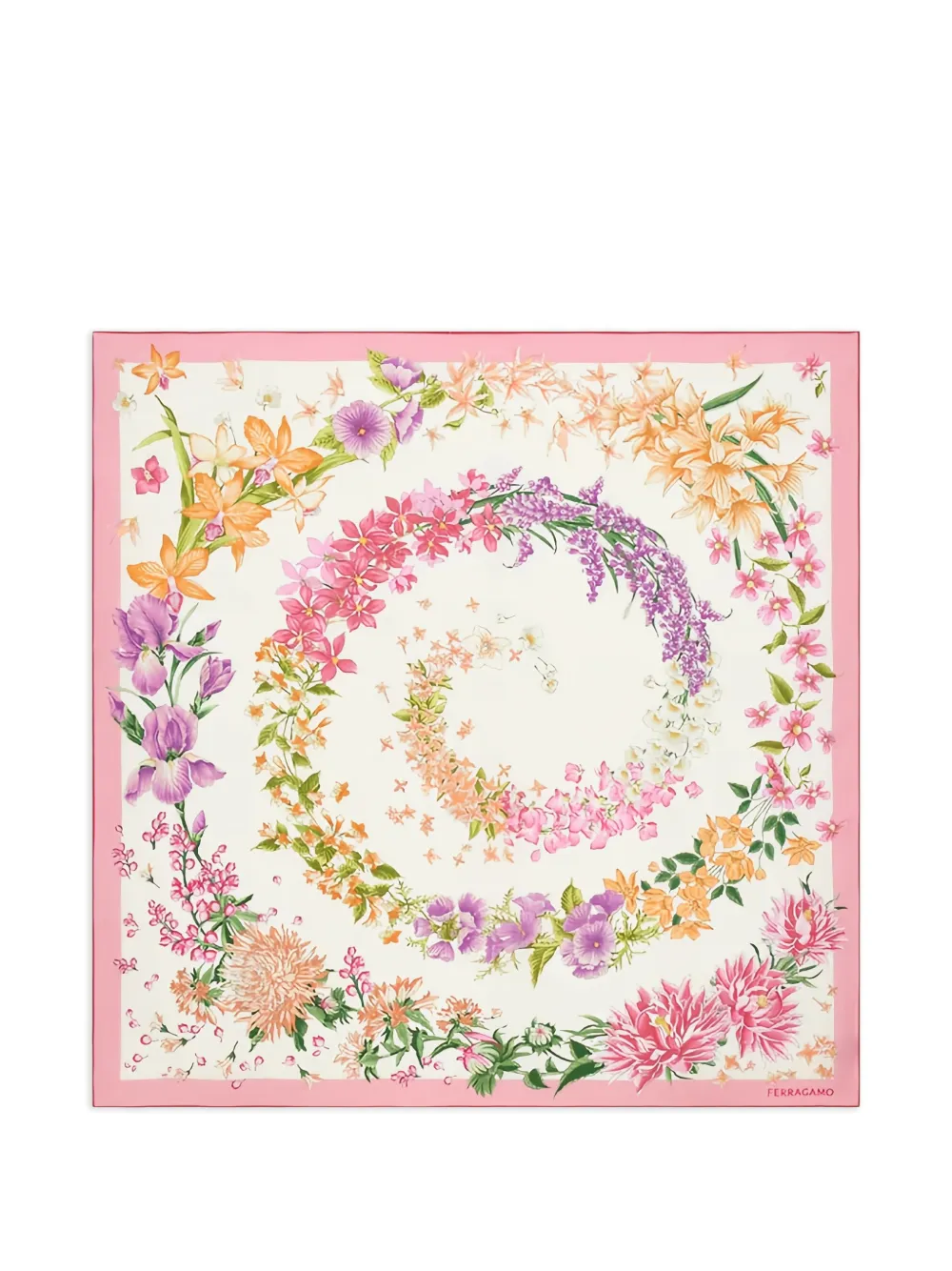 Ferragamo floral-print silk scarf - Rosa
