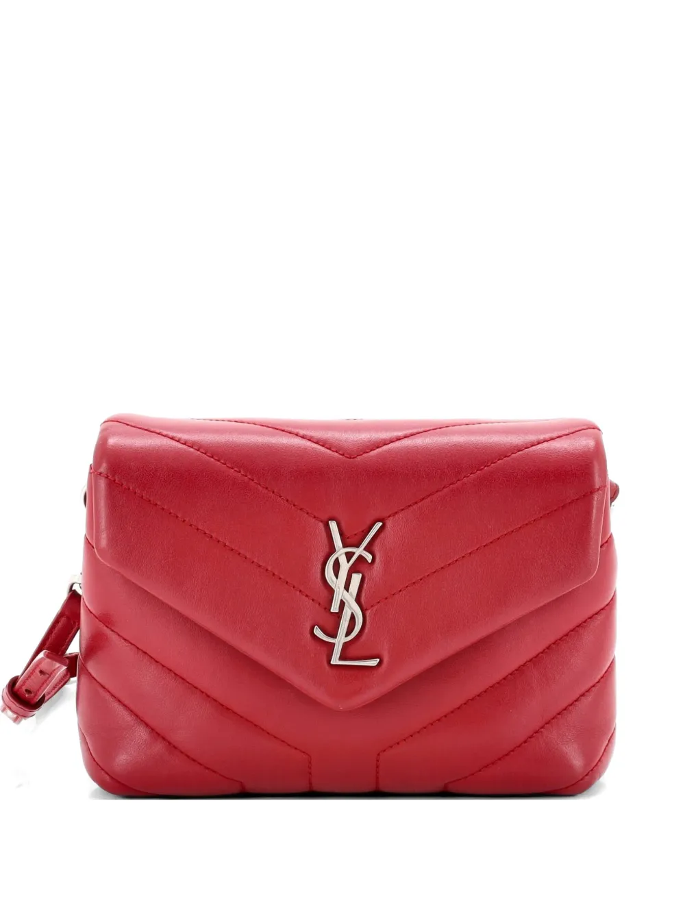 Saint Laurent Pre-Owned Loulou Shoulder Bag Matelasse Chevron Leather Toy crossbody bag - Rosso