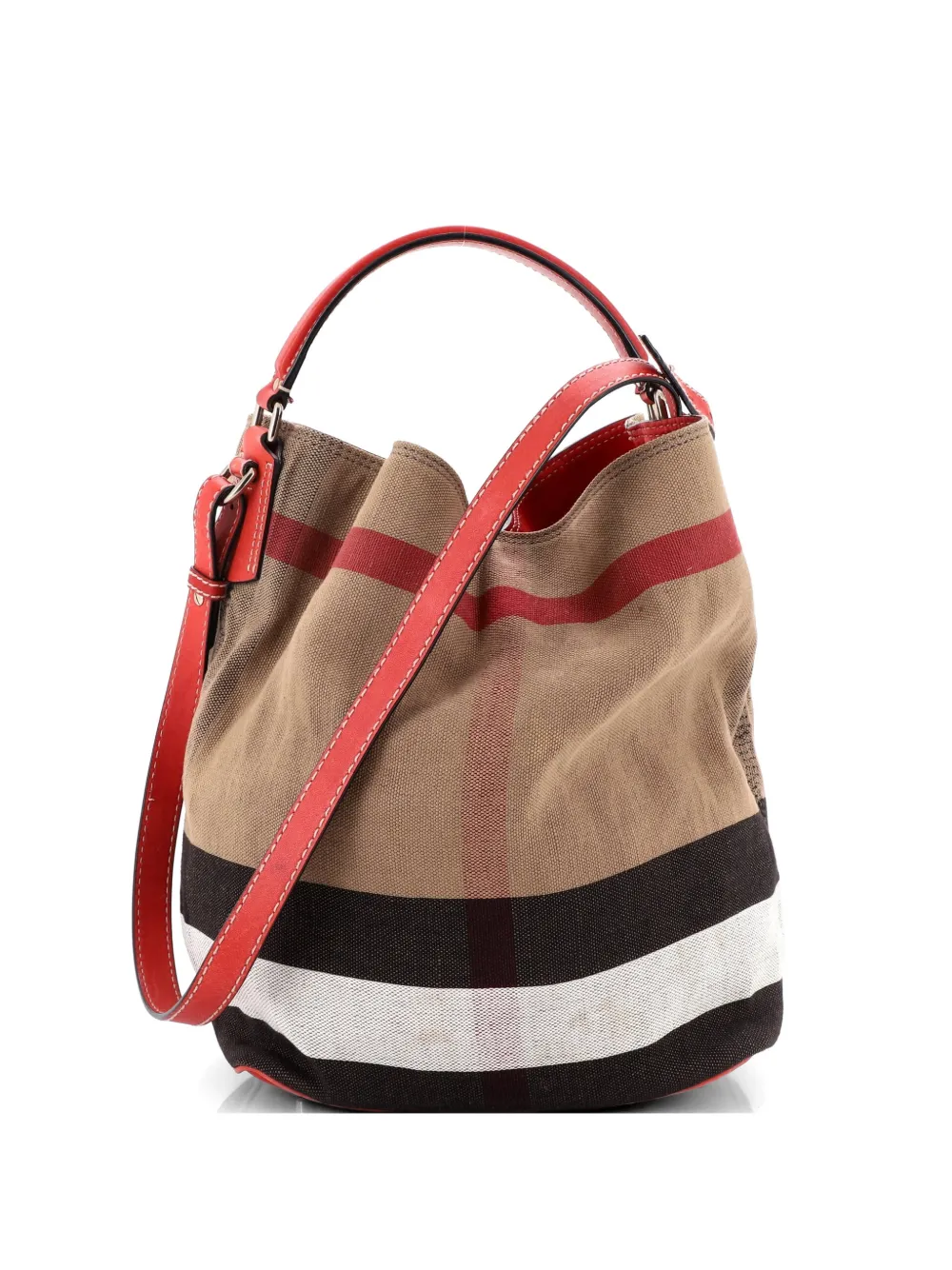 Burberry Pre-Owned Ashby Bag House Check Canvas Medium bucket bag - Marrone