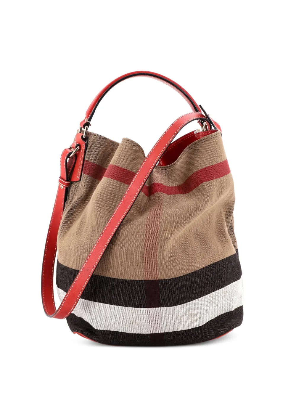 Burberry Pre-Owned Ashby Bag House Check Canvas Medium bucket bag - Marrone