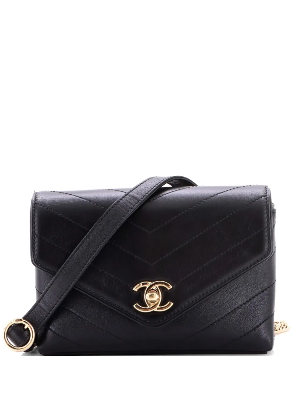 CHANEL Pre-Owned Coco Chevron Waist Bag Stitched Calfskin belt bag - Nero