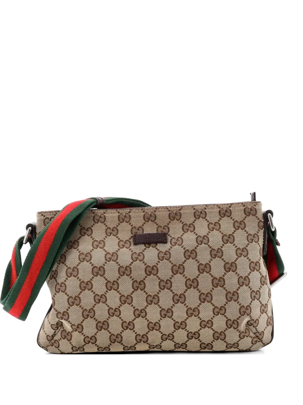 Gucci Pre-Owned Web Strap Messenger Bag GG Canvas Small crossbody bag - Marrone