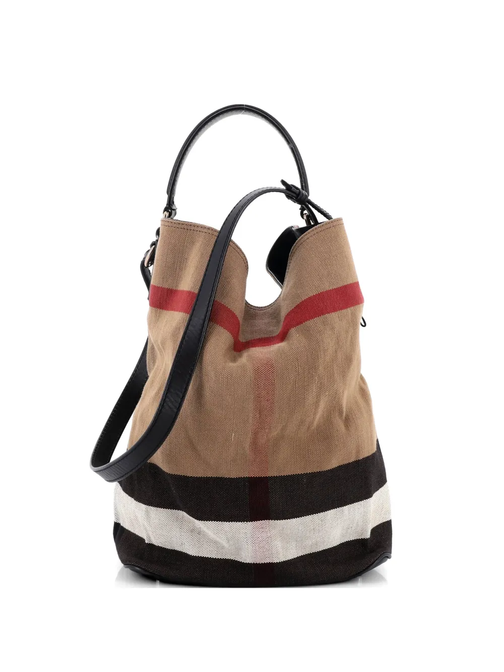 Burberry Pre-Owned Ashby Bag House Check Canvas Medium bucket bag - Marrone