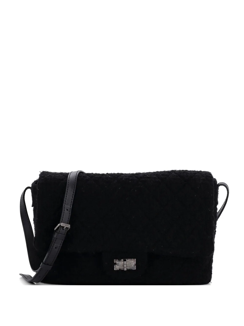CHANEL Pre-Owned Easy Reissue Messenger Flap Bag Quilted Tweed XL crossbody bag - Nero