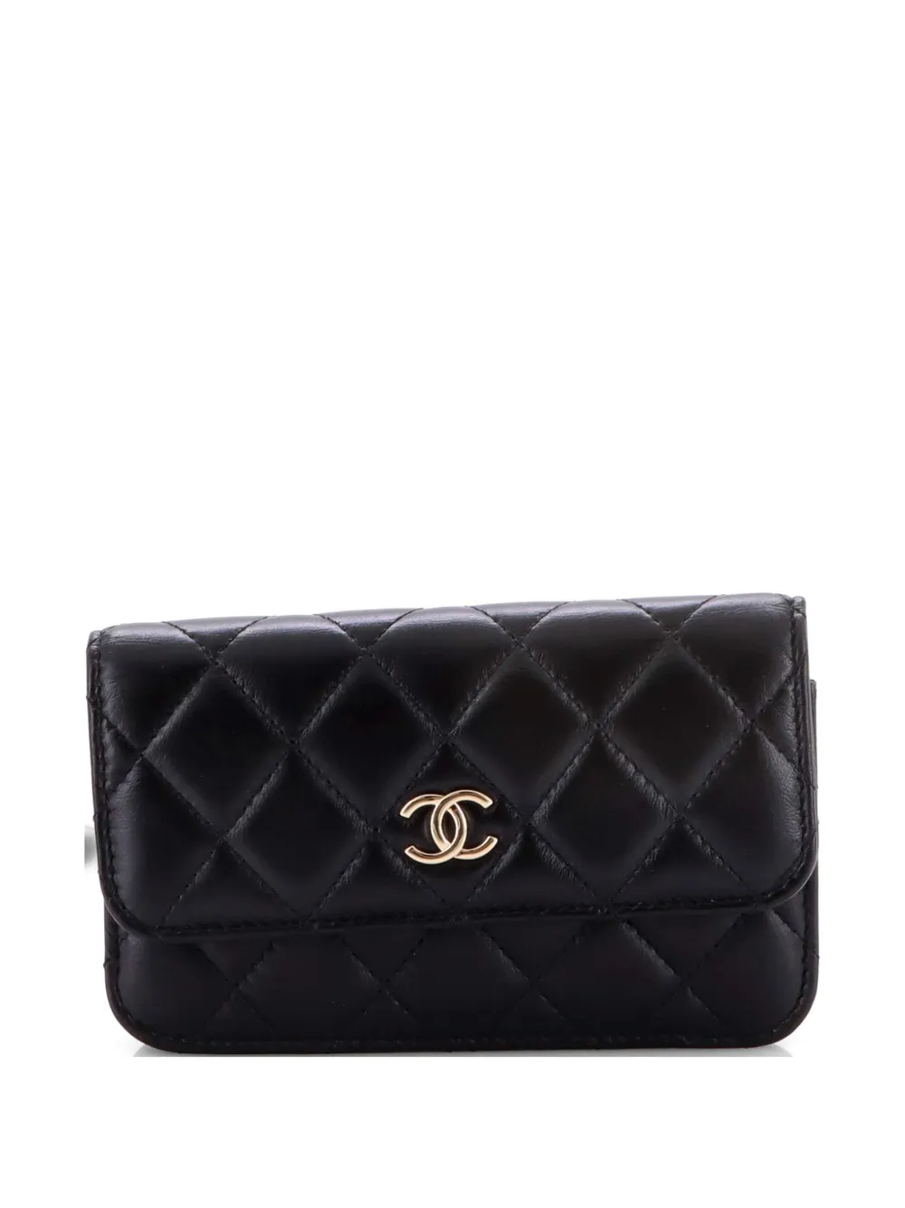 CHANEL Pre-Owned Pearl Strap Clutch with Chain Quilted Calfskin crossbody bag - Black