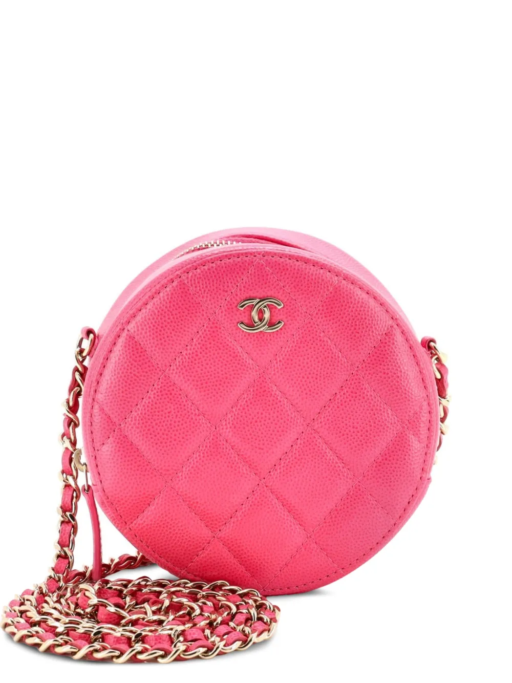 CHANEL Pre-Owned Round Clutch with Chain Quilted Caviar Mini crossbody bag - Rosa