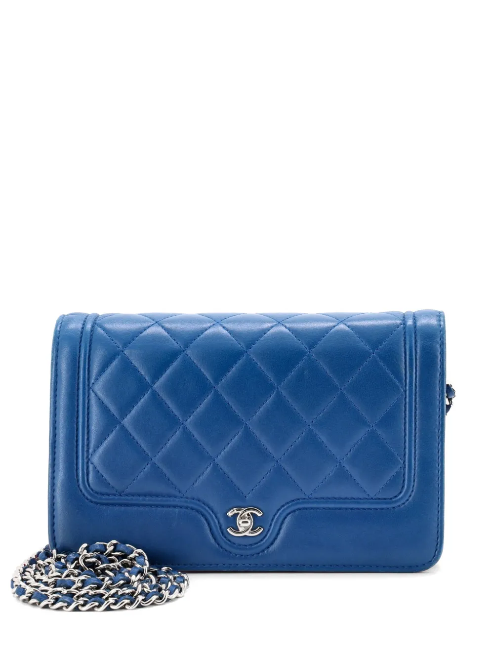 CHANEL Pre-Owned Futuristische Schultertasche aus gestepptem Lammleder - Blau