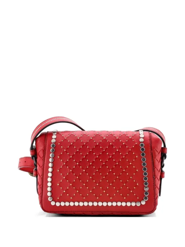 新品レッド レザー ショルダーバッグ スタッズ Bottega Veneta Pre 