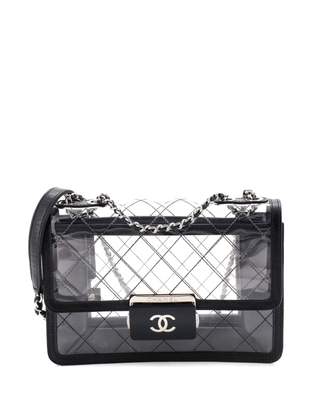 CHANEL Pre-Owned Beauty Lock Flap Bag Quilted PVC With Lambskin Large shoulder bag - Black
