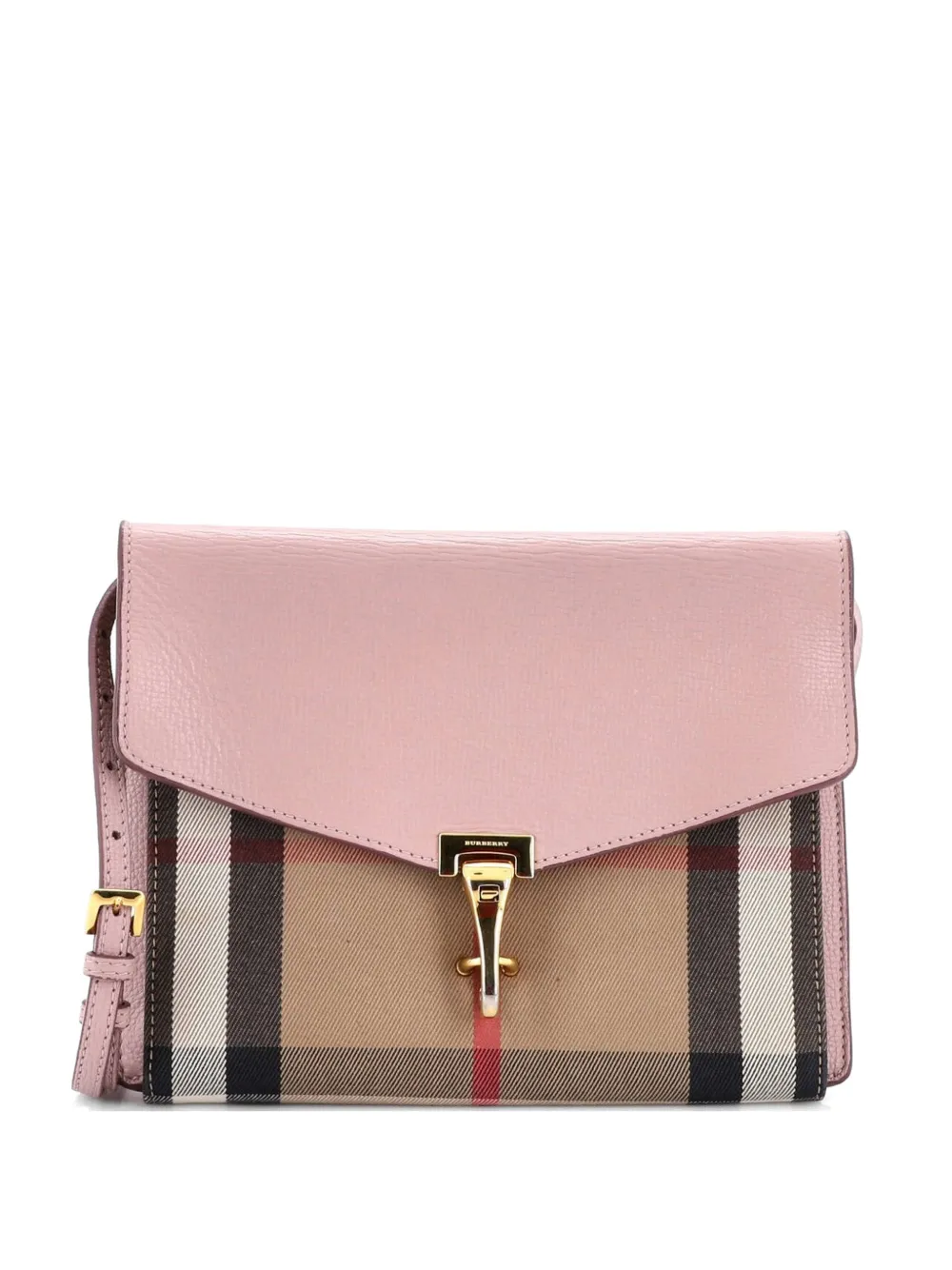 Burberry Pre-Owned Macken Leather and House Check Canvas Small crossbody bag - Rosa