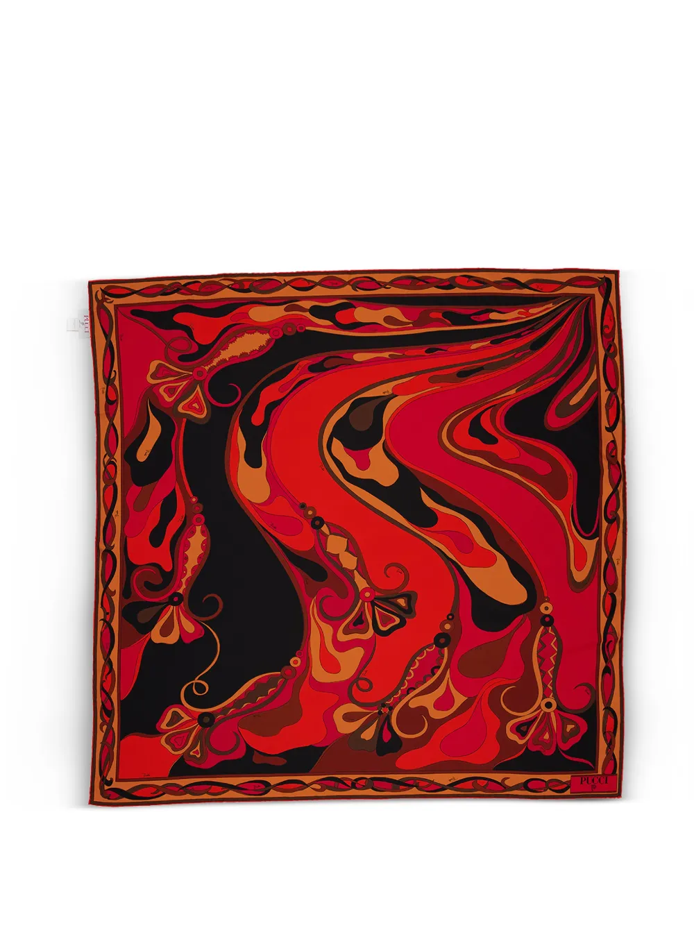 PUCCI Orchidee-print silk carrè scarf - Rosso