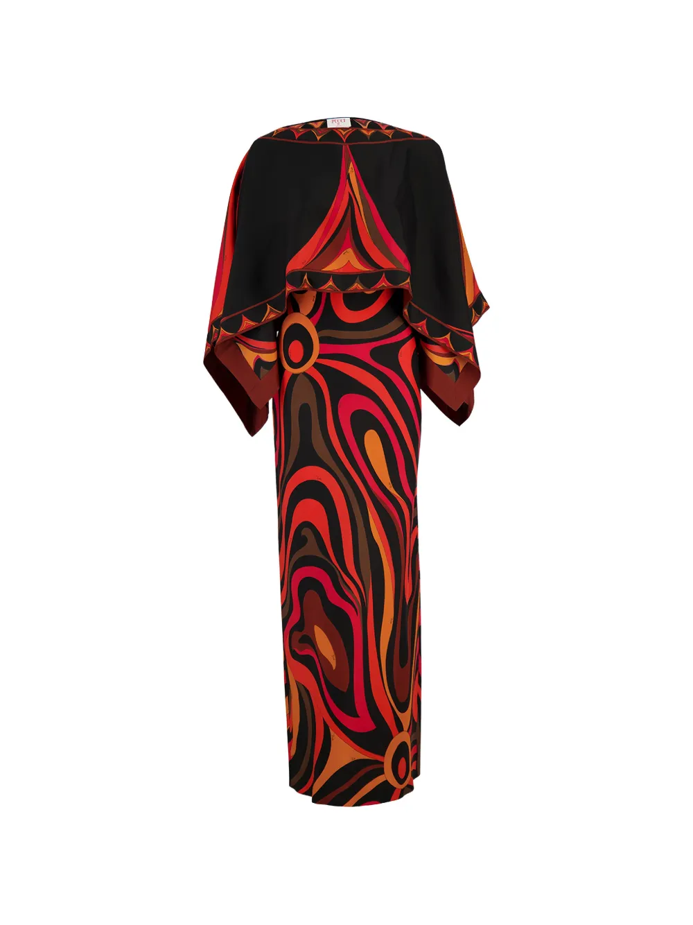PUCCI Marmo print cape-overlay maxi dress - Schwarz