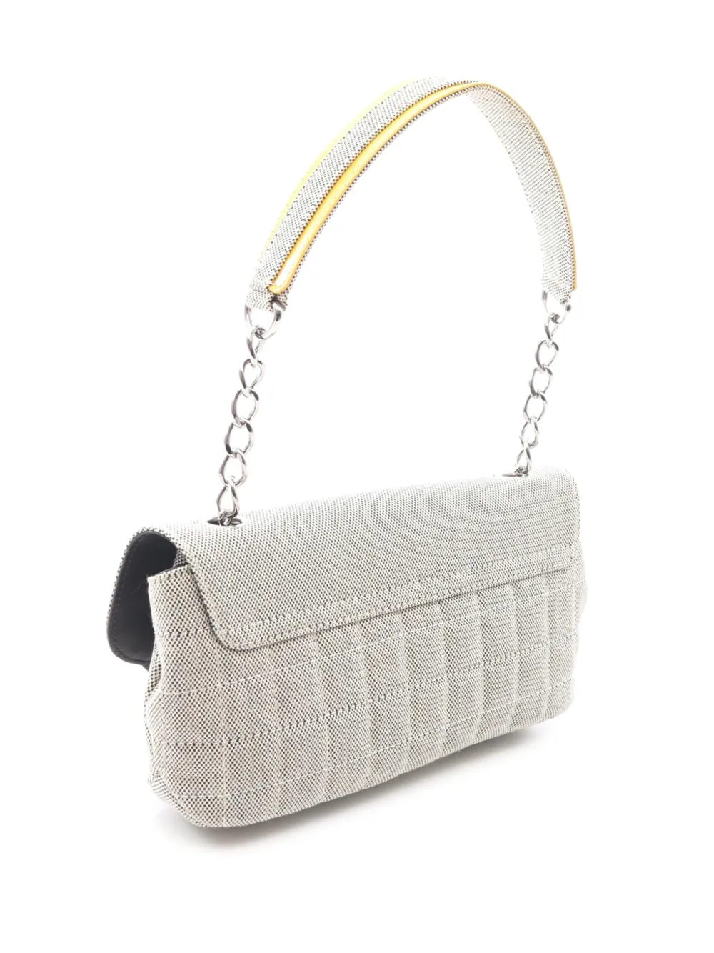 Chanel Pre-owned 2005-2006 Canvas CC Camellia No. 5 Shoulder Bag in Grey, view 3