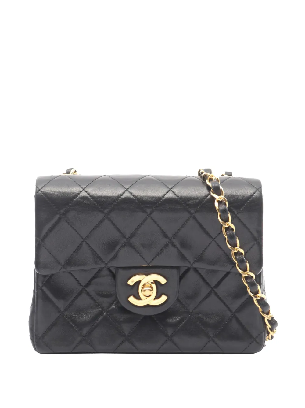 CHANEL Pre-Owned 1989-1991 Mini Square Classic Lambskin Single Flap crossbody bag - Nero