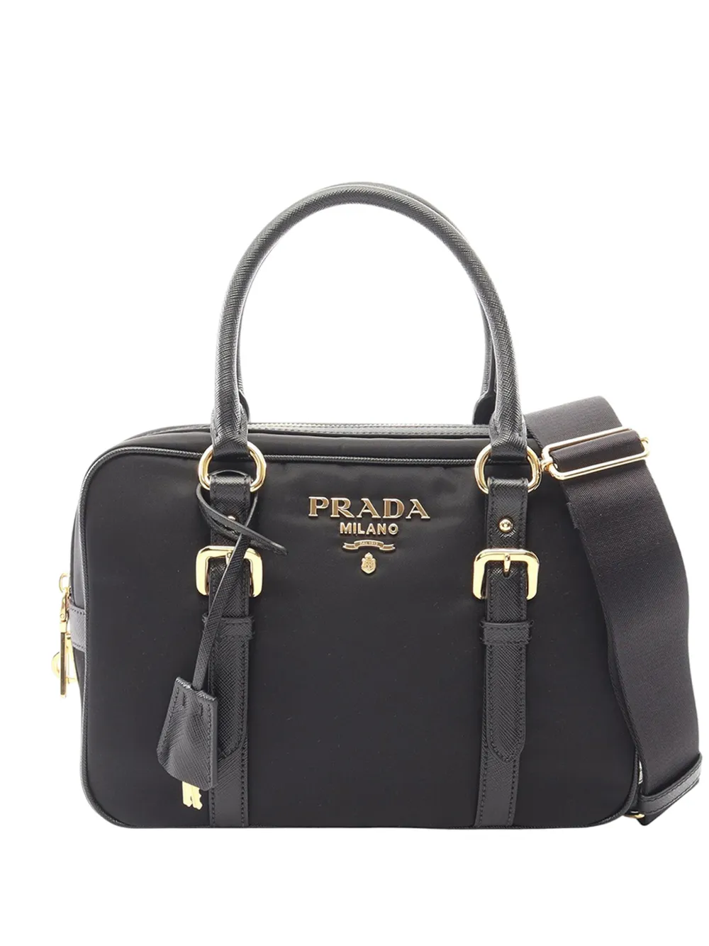 Prada Pre-Owned 2010-2026 Mini Saffiano Lux Bauletto Bag satchel - Nero