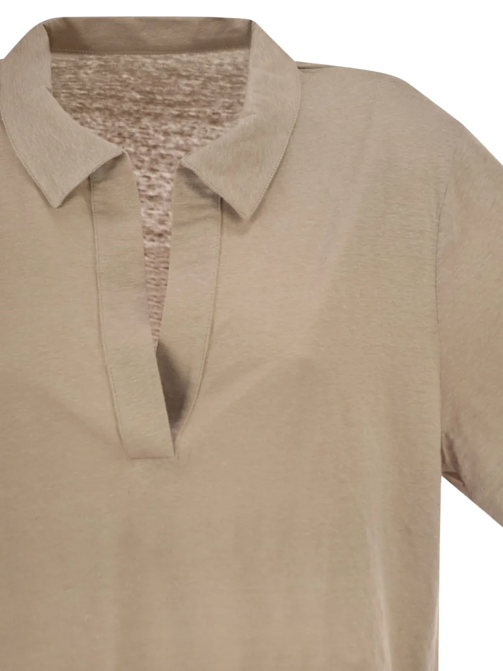 Majestic Filatures Cropped poloshirt met V-hals Beige