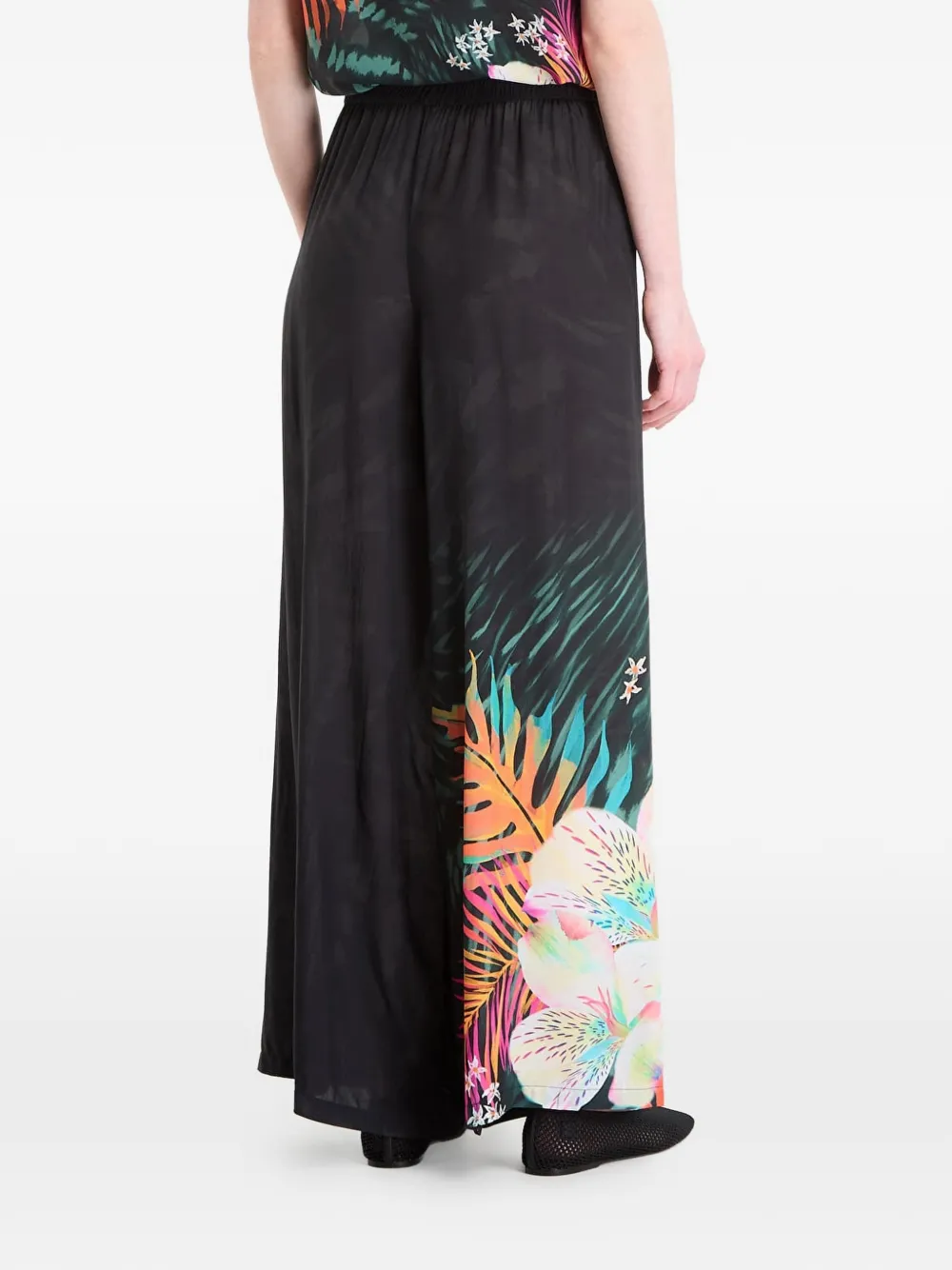Desigual Tropical Fluid palazzo broek Zwart