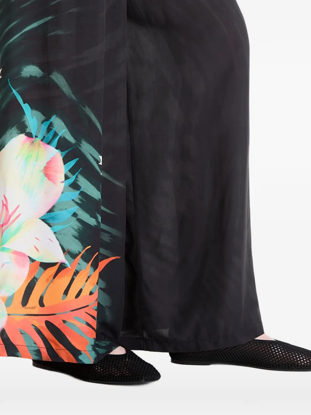 Desigual Tropical Fluid palazzo broek Zwart