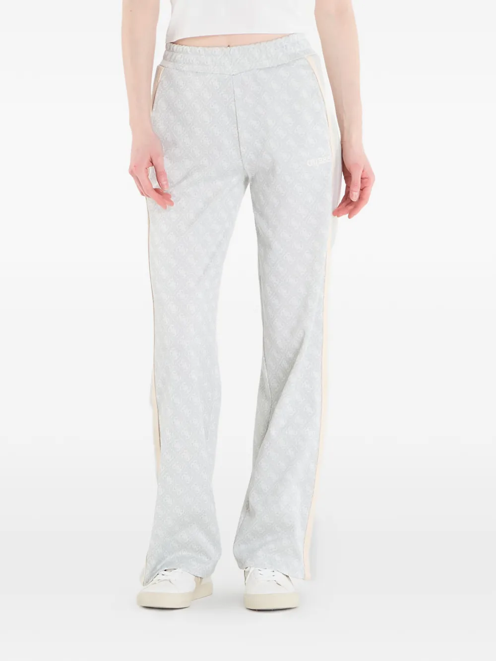 GUESS USA monogram-print side-stripe track pants - Grigio