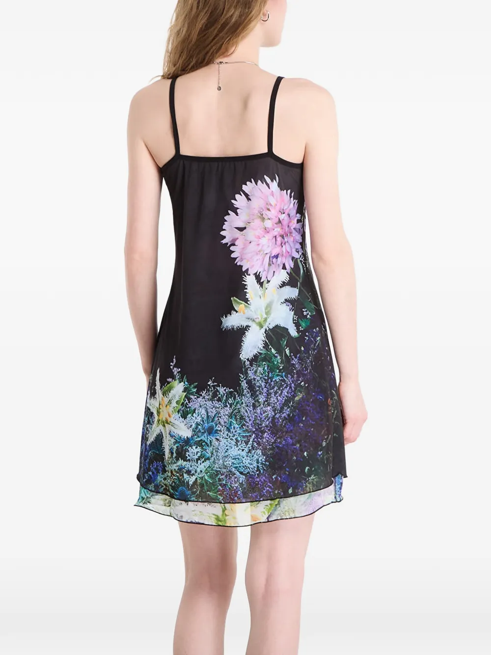 Desigual Omkeerbare gelaagde mini-jurk met bloemenprint Groen