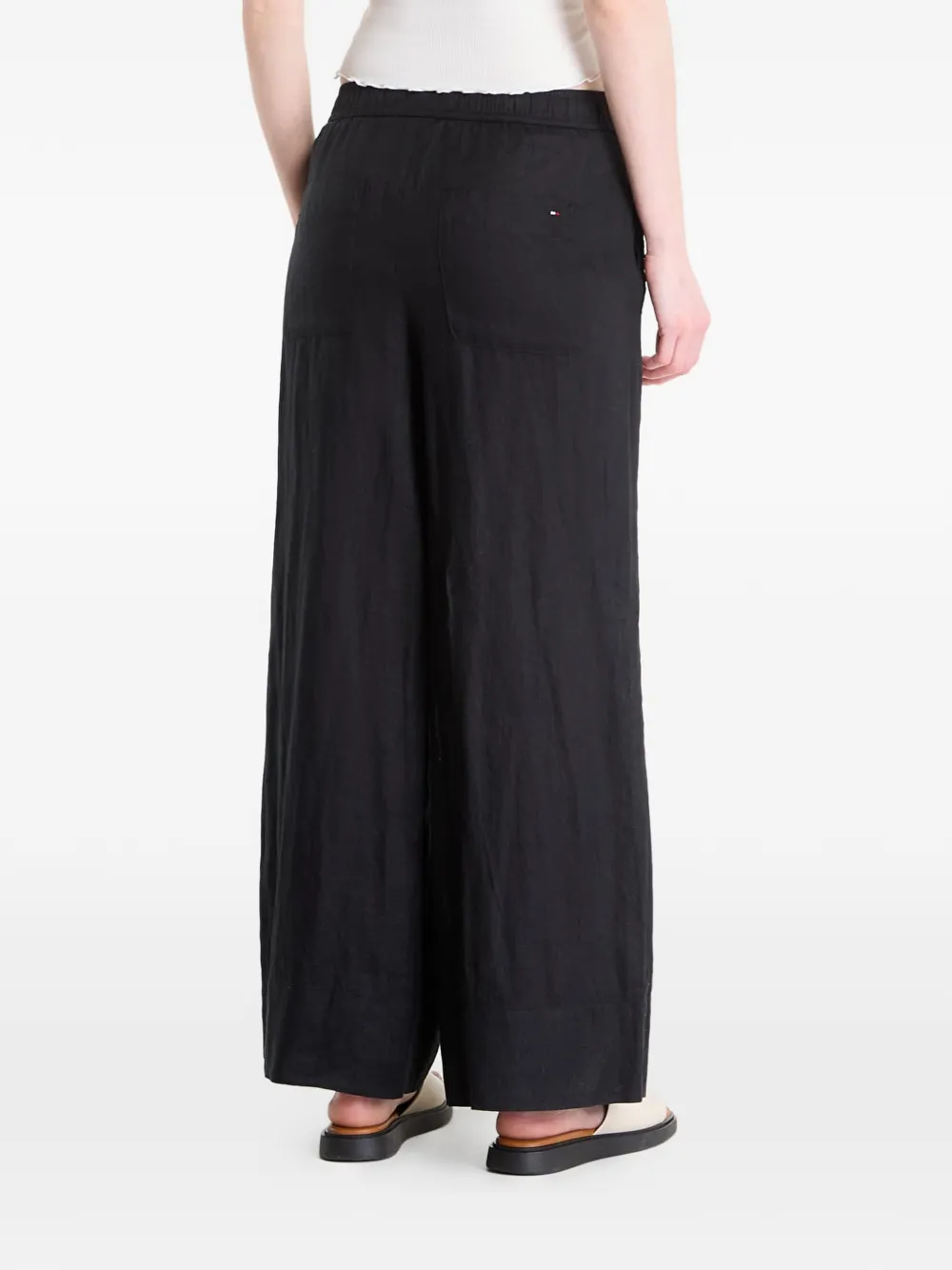 Tommy Hilfiger Broek met wijde pijpen en trekkoord Zwart