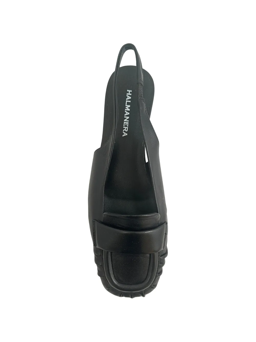 Halmanera Slingback muiltjes met ruches Zwart