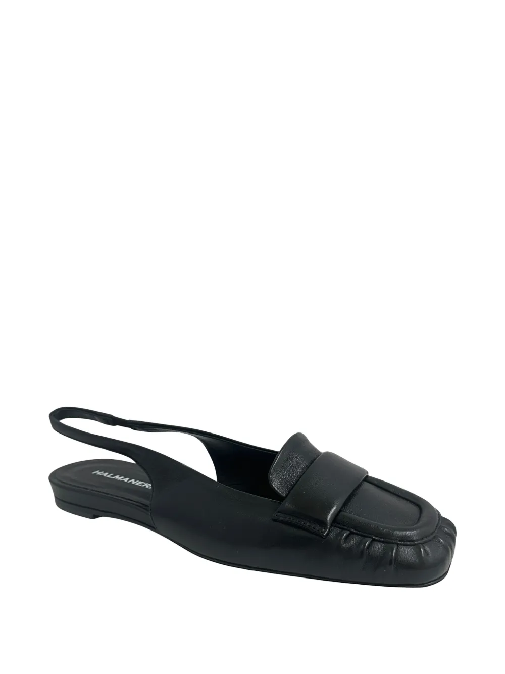 Halmanera Slingback muiltjes met ruches Zwart