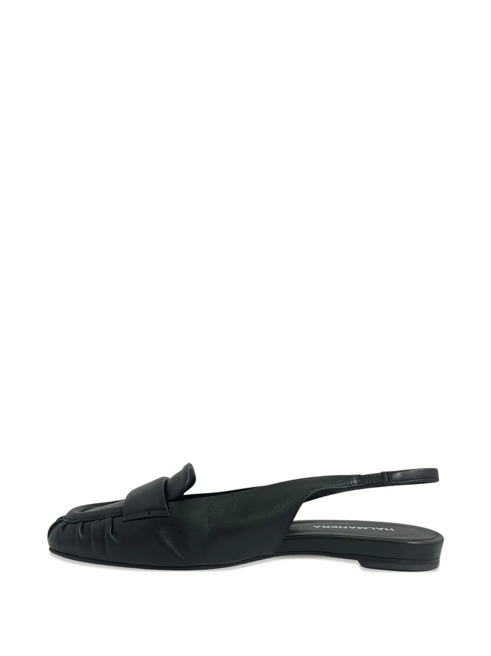 Halmanera Slingback muiltjes met ruches Zwart