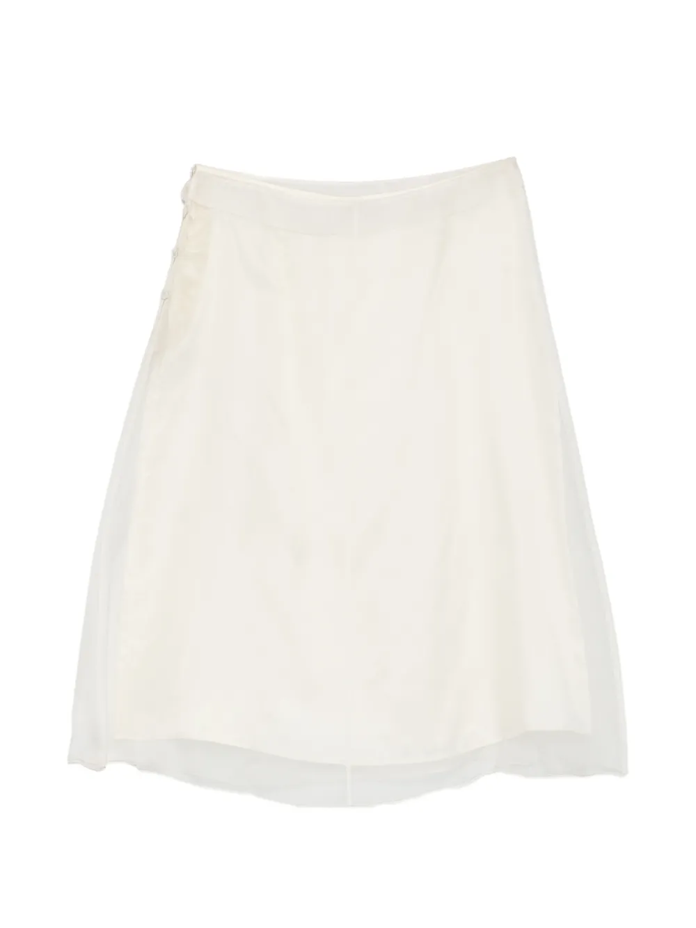AMI Paris sheer-overlay silk midi skirt - Bianco
