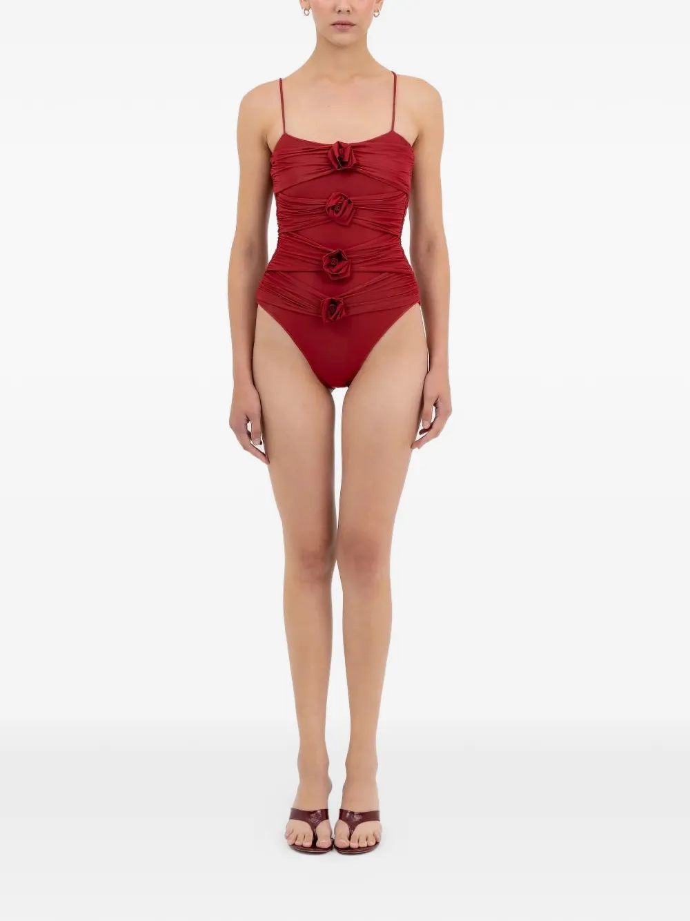 Maygel Coronel Torres ruched swimsuit - Rosso