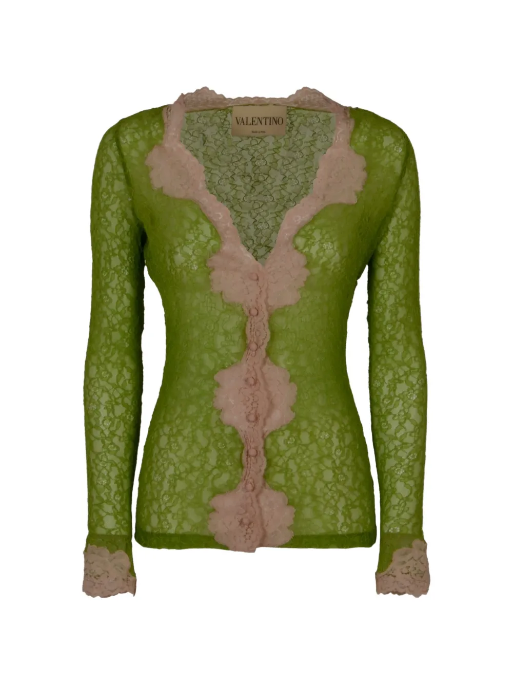 Valentino Garavani lace-panelled button-up cardigan - Green