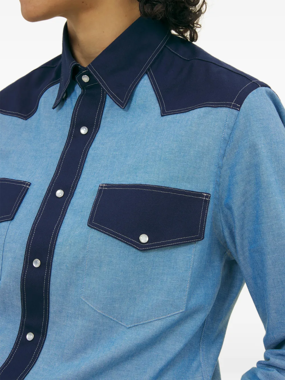 Nicholas Daley Western overhemd met vlakken Blauw