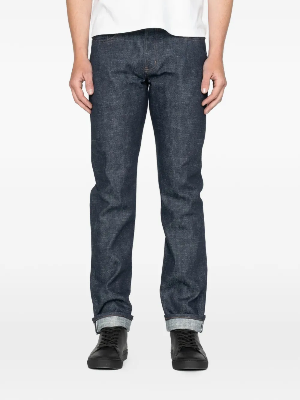 Naked and Famous Weird Guy Greencast stretch Selvedge jeans Blauw