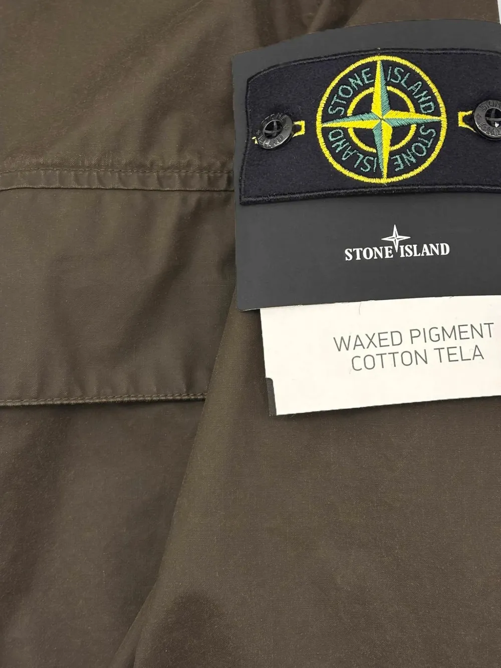 Stone Island 4100024 Tela gewaxt katoenen jack met pigment Bruin