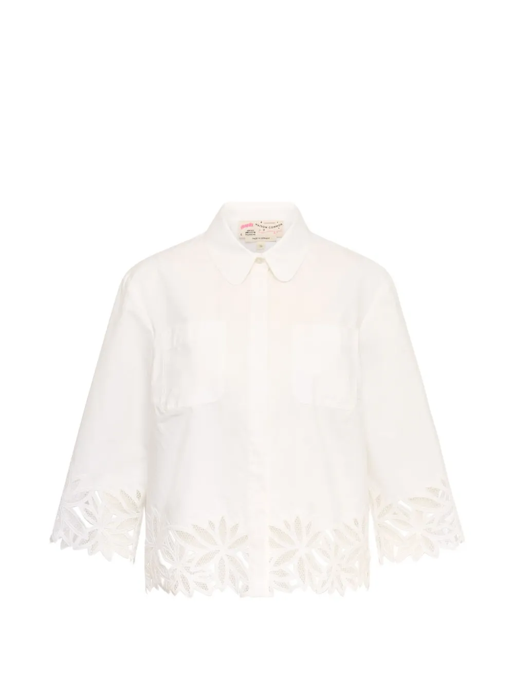 MAISON COMMON lace-trim cotton shirt - Weiß