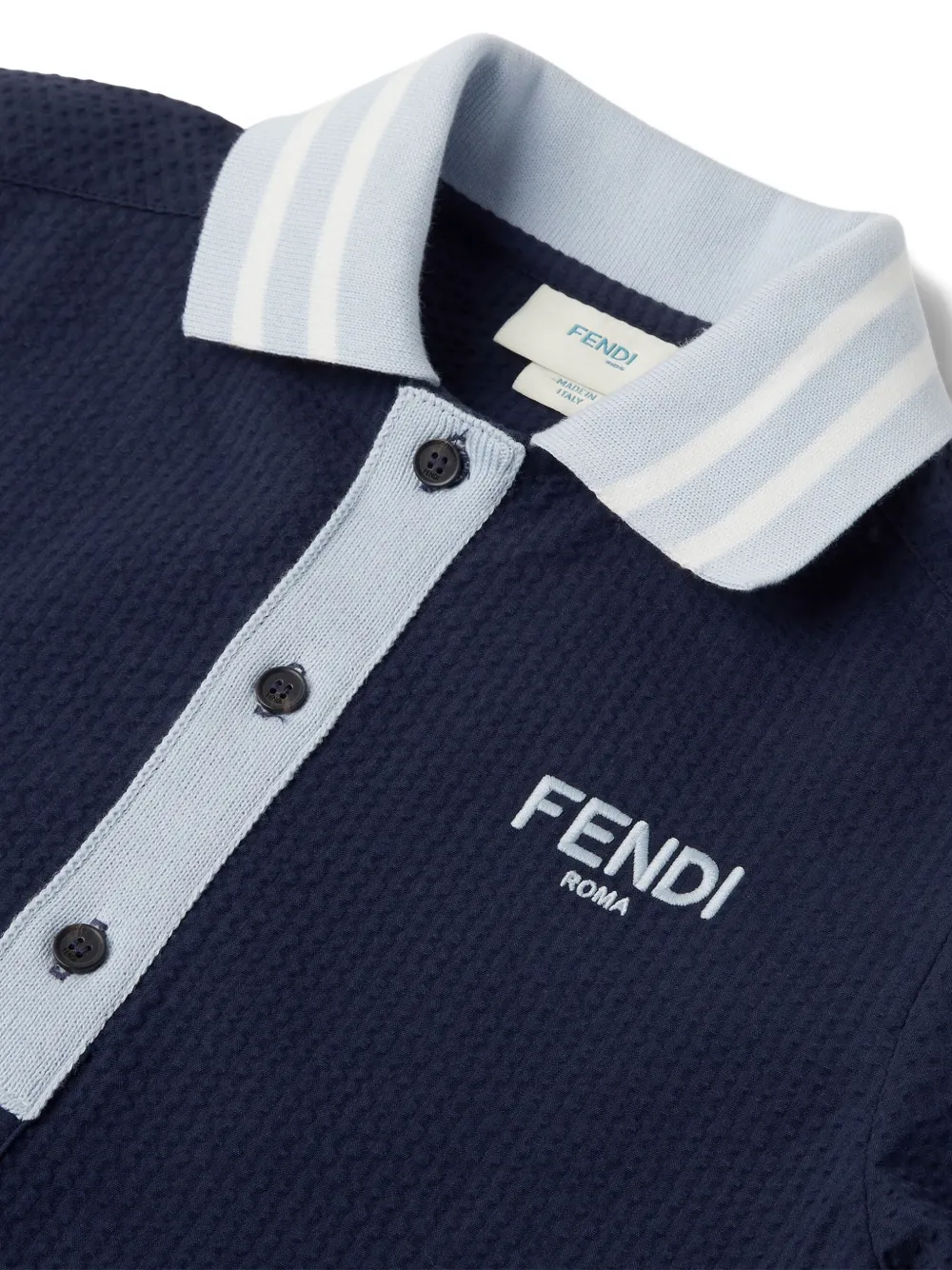 Fendi Kids Poloshirt met geborduurd logo Blauw