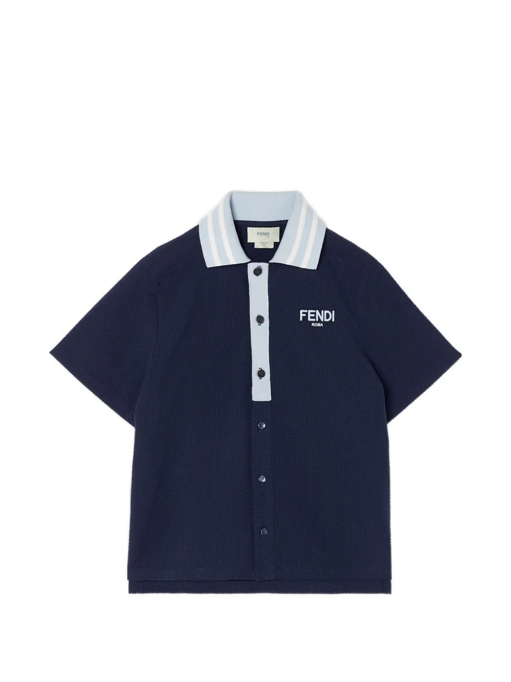 Fendi Kids Polo con logo ricamato - Blu