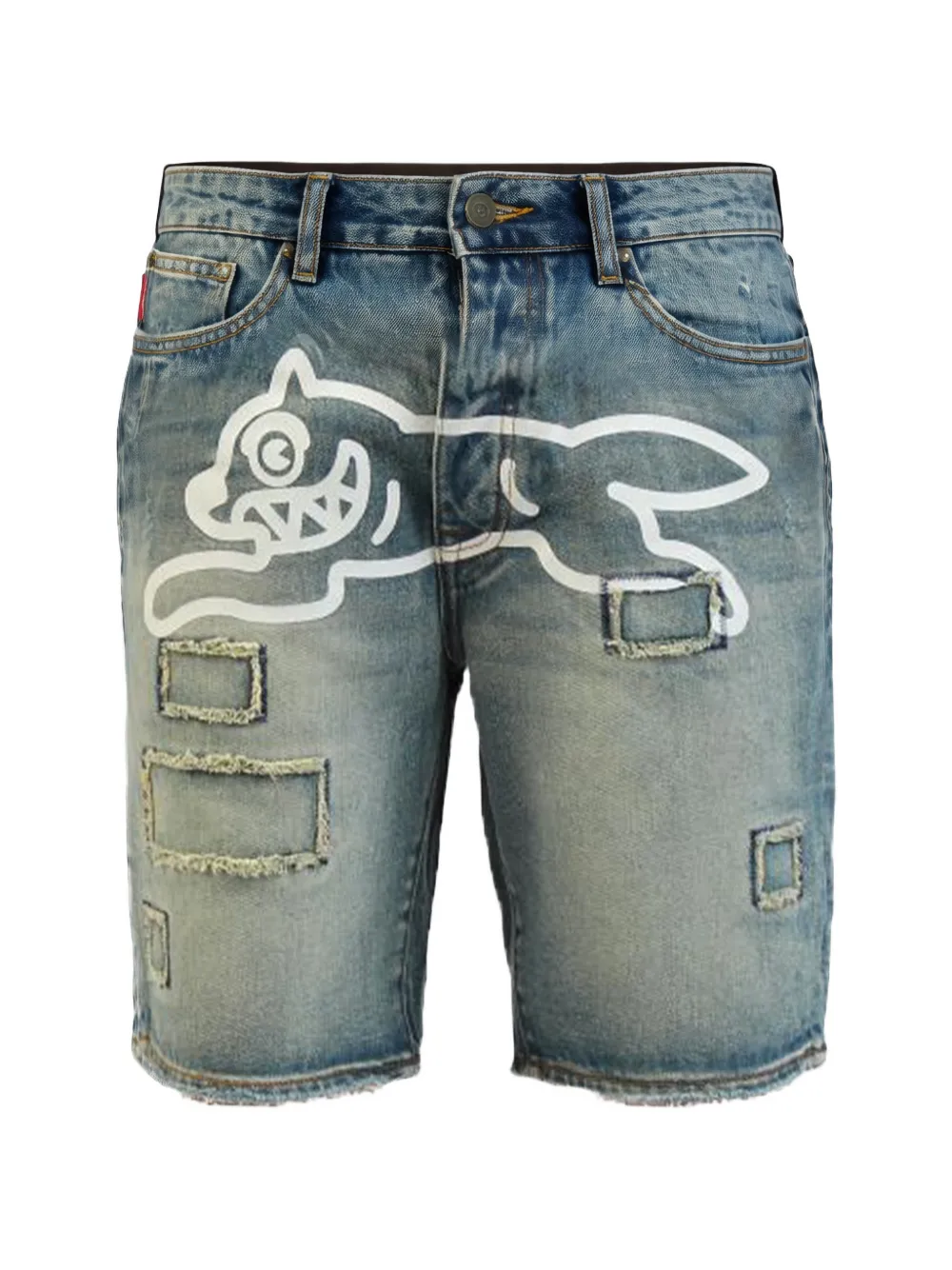 ICECREAM Jeans-Shorts mit grafischem Print - Blau