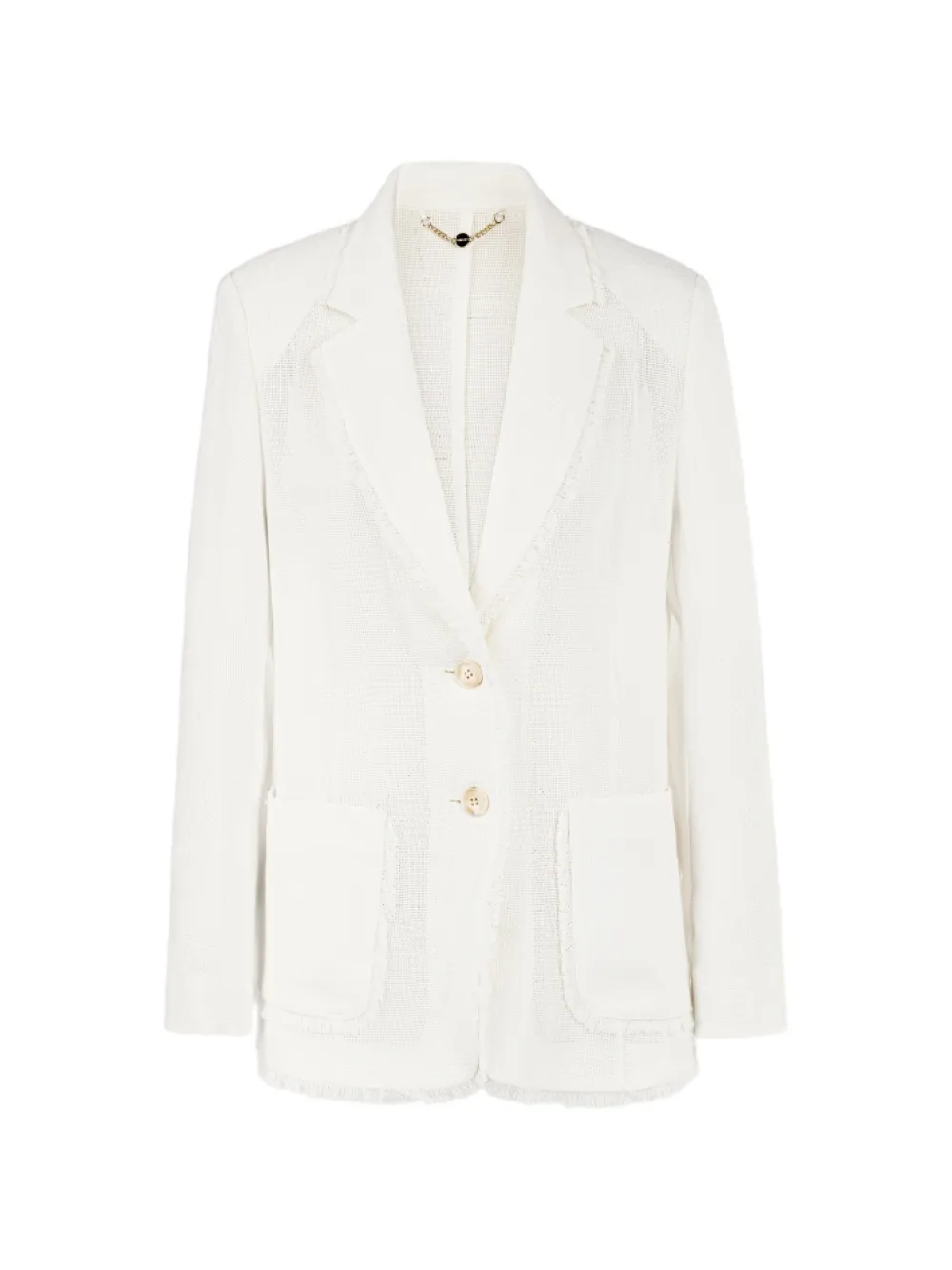 MARCCAIN frayed-edge single-breasted blazer - Bianco