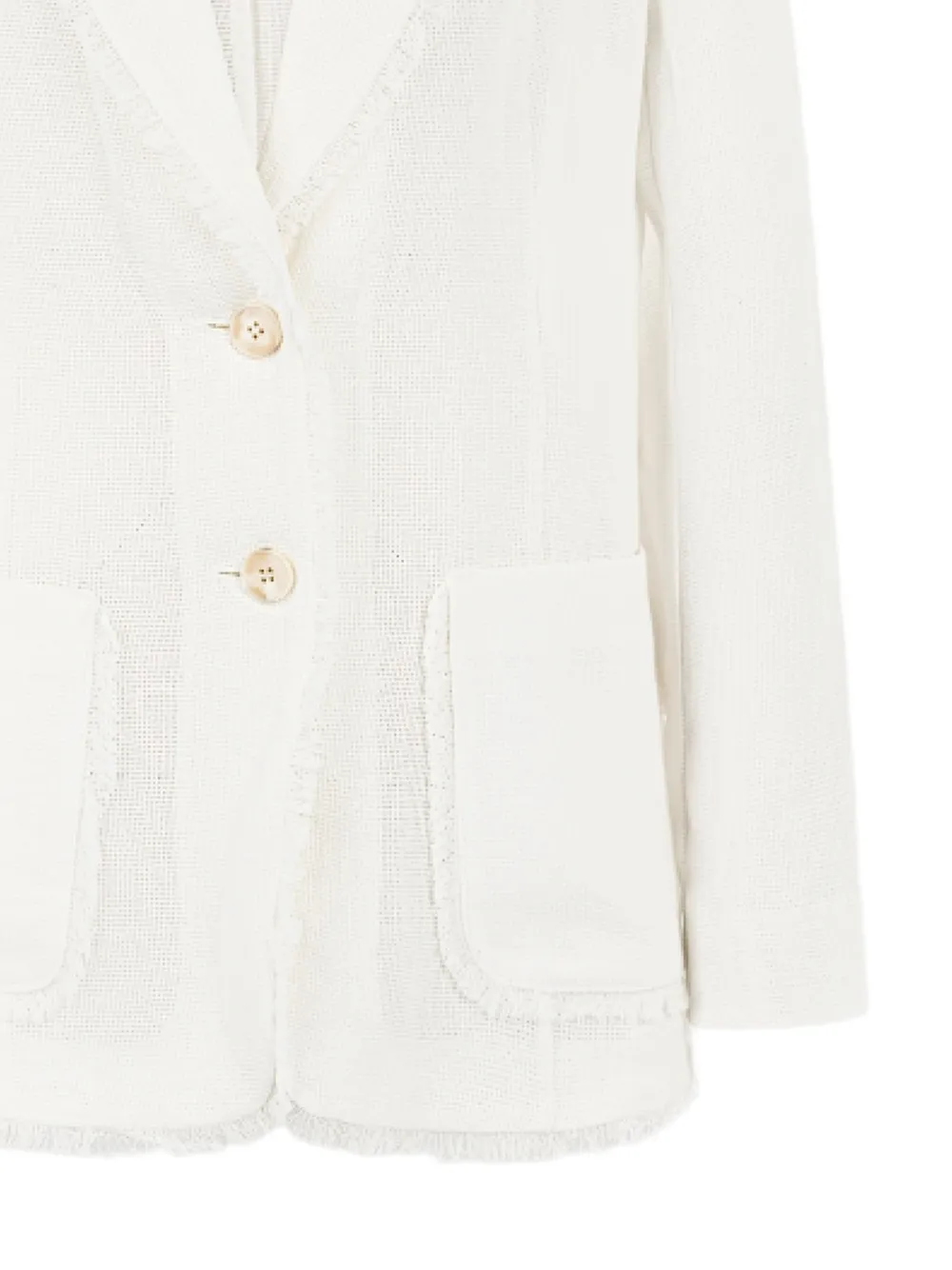 MARCCAIN Blazer met enkele rij knopen en franje Wit