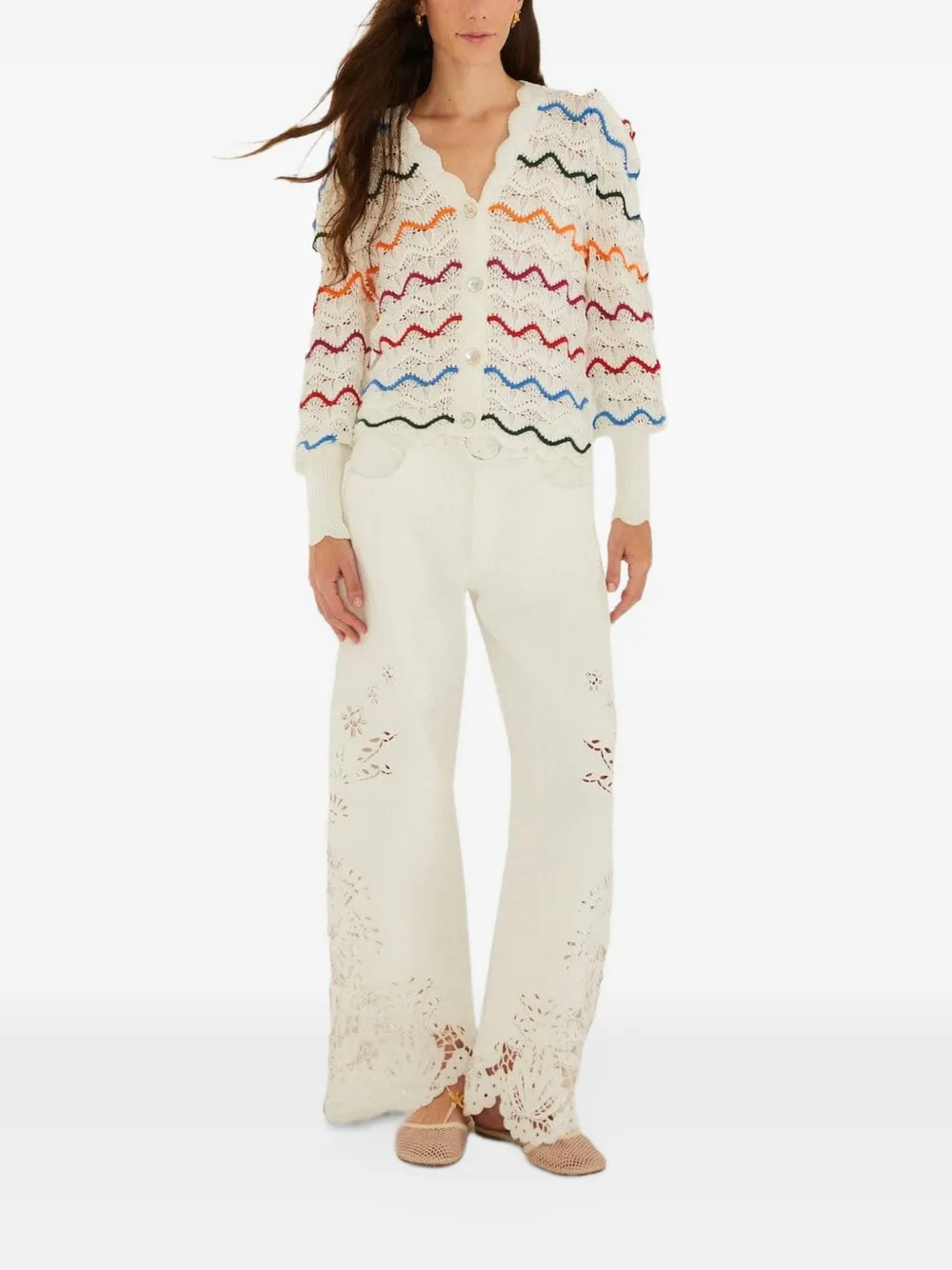 FARM Rio Gebreid vest met gewelfde afwerking Beige
