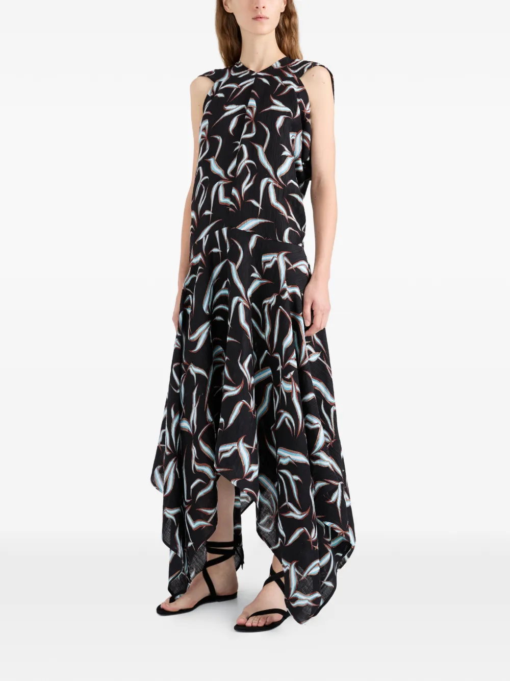 Proenza Schouler Sybella asymmetrische midi-jurk met matelassé-effect Zwart