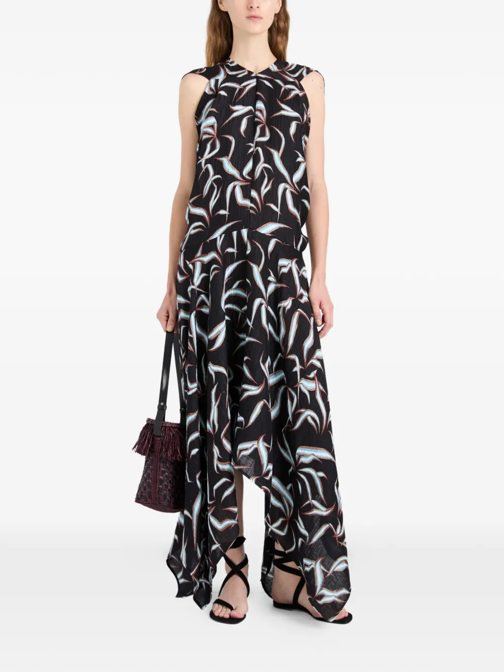 Proenza Schouler Sybella asymmetrische midi-jurk met matelassé-effect Zwart