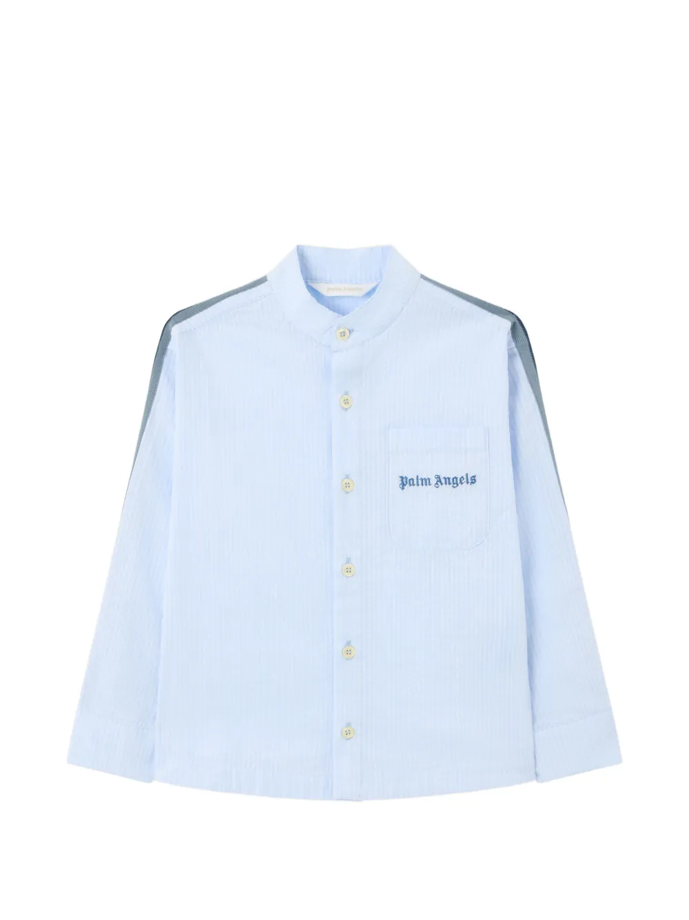 Palm Angels Kids korean-collar striped shirt - Blau