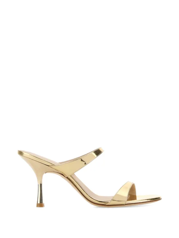 Stuart Weitzman Metallic-effect Double-strap Sandals in Gold