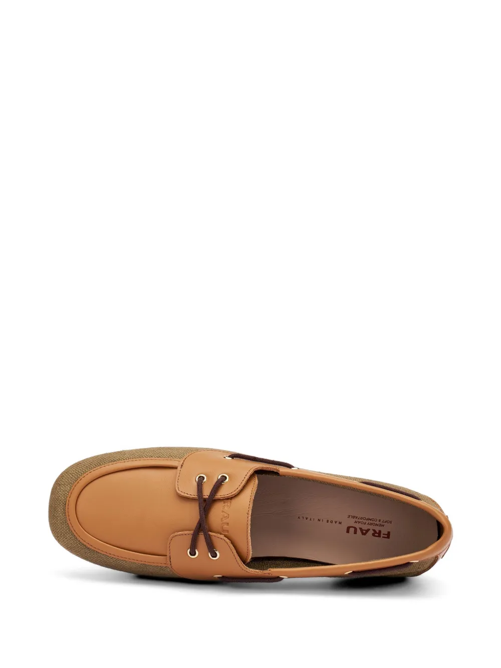 FRAU Bi-material flat panelled boat loafers Groen