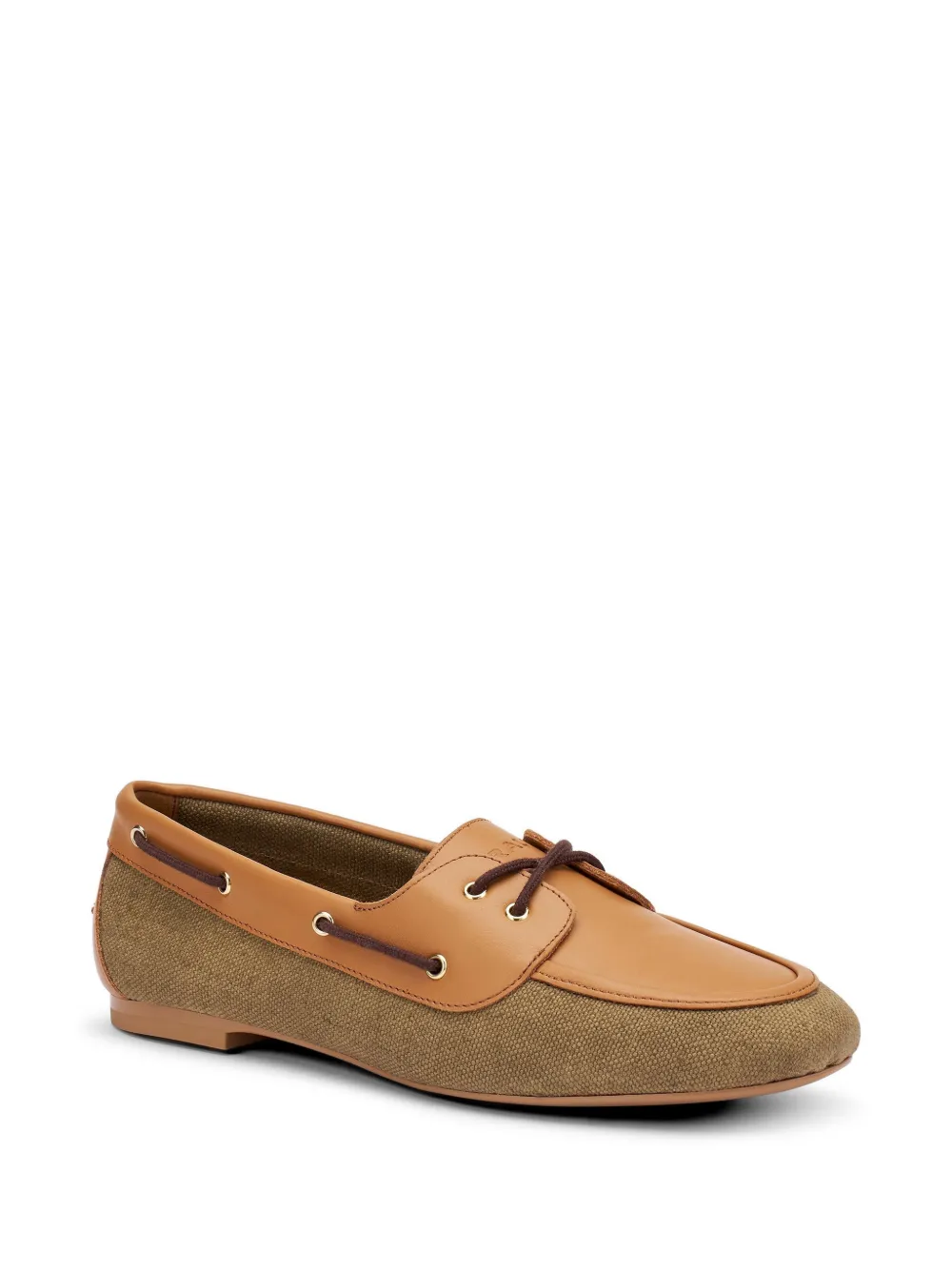 FRAU Bi-material flat panelled boat loafers Groen