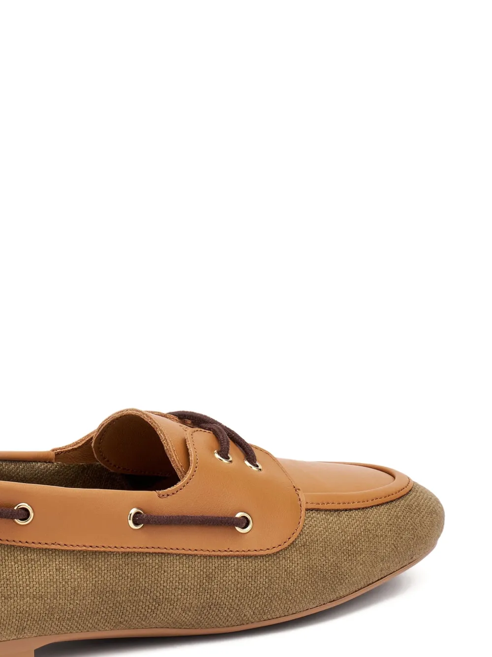 FRAU Bi-material flat panelled boat loafers Groen